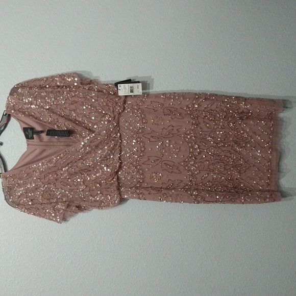 Adrianna Papell Women's Beaded Mesh Blouson Dress - Picture 8 of 13